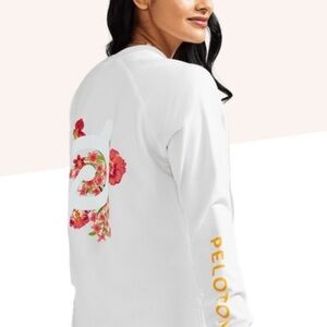 Peloton Crew Neck Floral Sweatshirt Size S Small EUC Cream White Pink